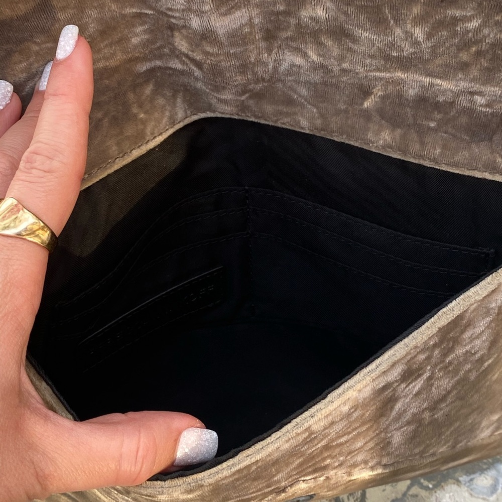 Rebecca Minkoff Green Grey Velvet Envelope Clutch - Picture 8 of 12